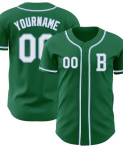 Custom Kelly Green White-Light Blue Authentic Baseball Jersey