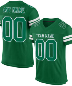 Custom Kelly Green White Mesh Authentic Football Jersey
