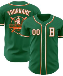 Custom Kelly Green White-Orange Authentic Baseball Jersey