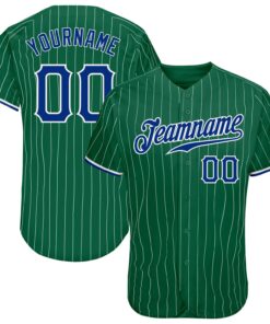 Custom Kelly Green White Pinstripe Royal-White Authentic Baseball Jersey