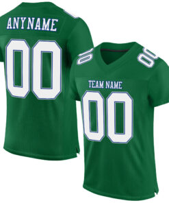 Custom Kelly Green White Royal-Gray Mesh Authentic Football Jersey
