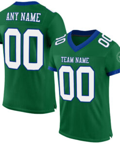 Custom Kelly Green White-Royal Mesh Authentic Football Jersey