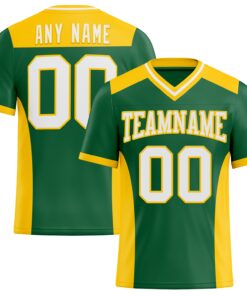 Custom Kelly Green White-Yellow Mesh Authentic Football Jersey