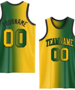 Custom Kelly Green Yellow-Black Authentic Gradient Fashion Basketball Jersey
