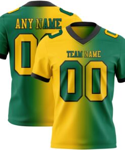 Custom Kelly Green Yellow-Black Mesh Authentic Gradient Fashion Football Jersey