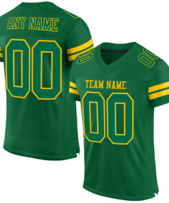 Custom Kelly Green Yellow Mesh Authentic Football Jersey
