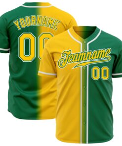 Custom Kelly Green Yellow-White Authentic Gradient Fashion Baseball Jersey