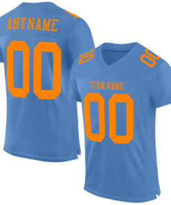 Custom Light Blue Bay Orange Mesh Authentic Football Jersey