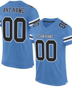 Custom Light Blue Black-White Mesh Authentic Football Jersey