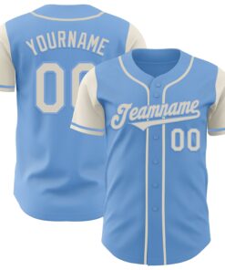 Custom Light Blue Cream Authentic Two Tone Baseball Jersey