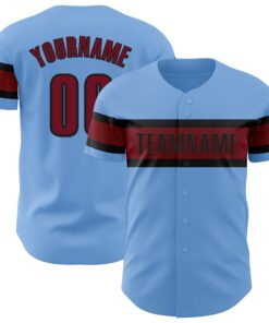 Custom Light Blue Crimson-Black Authentic Baseball Jersey