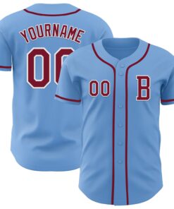 Custom Light Blue Crimson-White Authentic Baseball Jersey