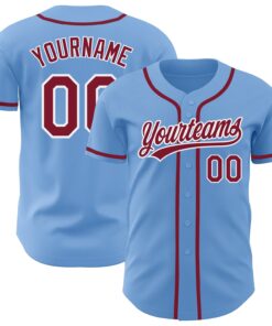 Custom Light Blue Crimson-White Authentic Baseball Jersey