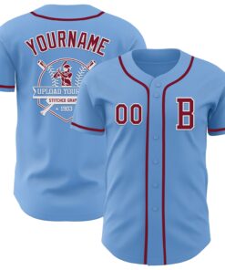 Custom Light Blue Crimson-White Authentic Baseball Jersey