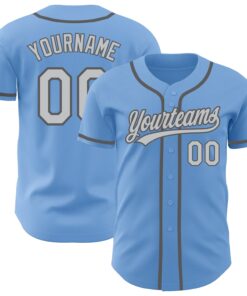 Custom Light Blue Gray-Steel Gray Authentic Baseball Jersey