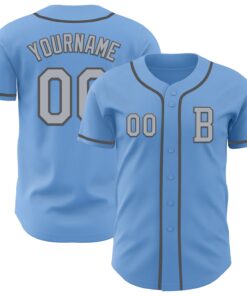 Custom Light Blue Gray-Steel Gray Authentic Baseball Jersey