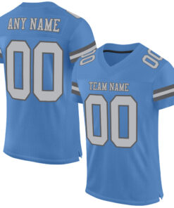 Custom Light Blue Gray-Steel Gray Mesh Authentic Football Jersey