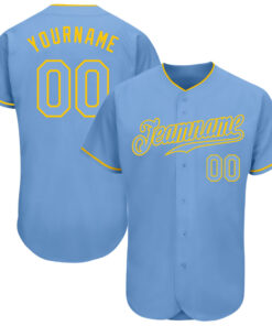 Custom Light Blue Light Blue-Gold Authentic Baseball Jersey