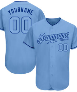 Custom Light Blue Light Blue-Royal Authentic Baseball Jersey