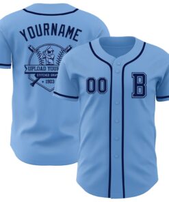 Custom Light Blue Navy Authentic Baseball Jersey