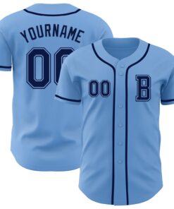 Custom Light Blue Navy Authentic Baseball Jersey