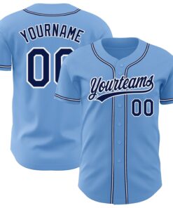 Custom Light Blue Navy-White Authentic Baseball Jersey