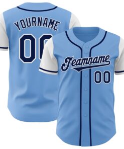 Custom Light Blue Navy-White Authentic Two Tone Baseball Jersey