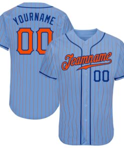 Custom Light Blue Orange Pinstripe Orange-Royal Authentic Baseball Jersey