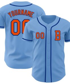 Custom Light Blue Orange-Royal Authentic Baseball Jersey