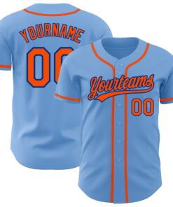 Custom Light Blue Orange-Royal Authentic Baseball Jersey