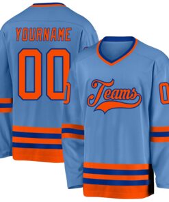Custom Light Blue Orange-Royal Hockey Jersey