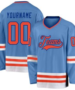 Custom Light Blue Orange-Royal Hockey Jersey