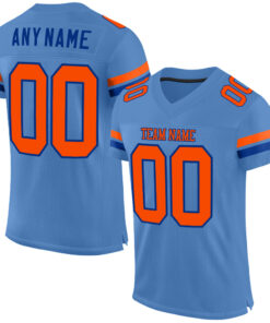Custom Light Blue Orange-Royal Mesh Authentic Football Jersey