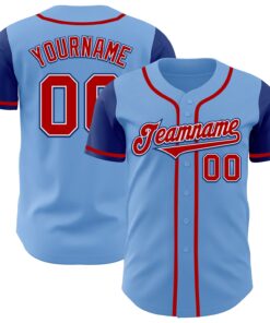 Custom Light Blue Red-Royal Authentic Two Tone Baseball Jersey