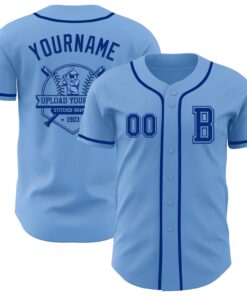 Custom Light Blue Royal Authentic Baseball Jersey