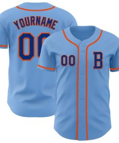 Custom Light Blue Royal-Orange Authentic Baseball Jersey