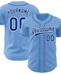 Custom Light Blue Royal-White Authentic Baseball Jersey