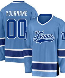 Custom Light Blue Royal-White Hockey Jersey