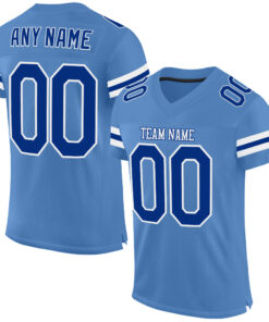 Custom Light Blue Royal-White Mesh Authentic Football Jersey