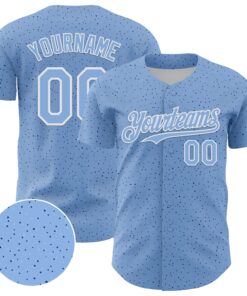 Custom Light Blue White 3D Pattern Design Dots Authentic Baseball Jersey