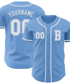 Custom Light Blue White Authentic Baseball Jersey
