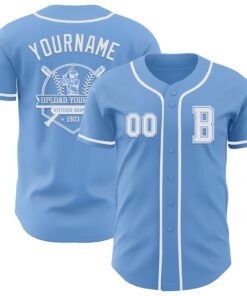 Custom Light Blue White Authentic Baseball Jersey