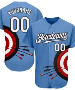 Custom Light Blue White-Black 3D Pattern Design Dart Board Target Authentic Baseball Jersey
