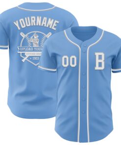 Custom Light Blue White-Gray Authentic Baseball Jersey