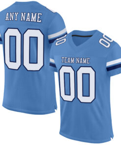 Custom Light Blue White-Navy Mesh Authentic Football Jersey