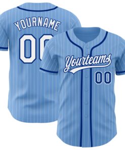 Custom Light Blue White Pinstripe Royal Authentic Baseball Jersey