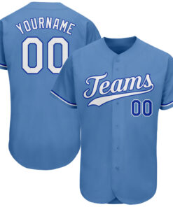 Custom Light Blue White-Royal Authentic Baseball Jersey