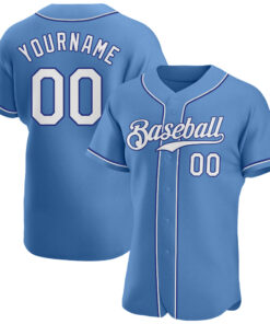 Custom Light Blue White-Royal Authentic Baseball Jersey
