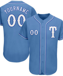 Custom Light Blue White-Royal Authentic Baseball Jersey