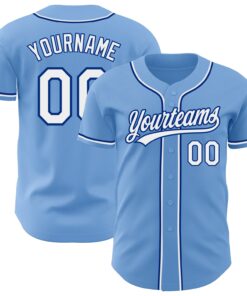 Custom Light Blue White-Royal Authentic Baseball Jersey